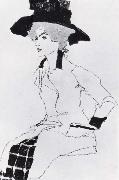 Egon Schiele, Portrait of a woman with a large hat